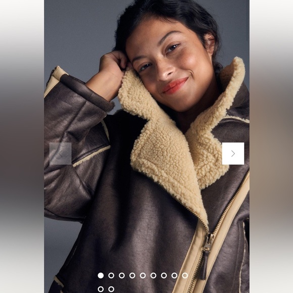 Anthropologie NWT Pilcro Faux-Leather Sherpa-Lined Jacket size XL. - Picture 6 of 16